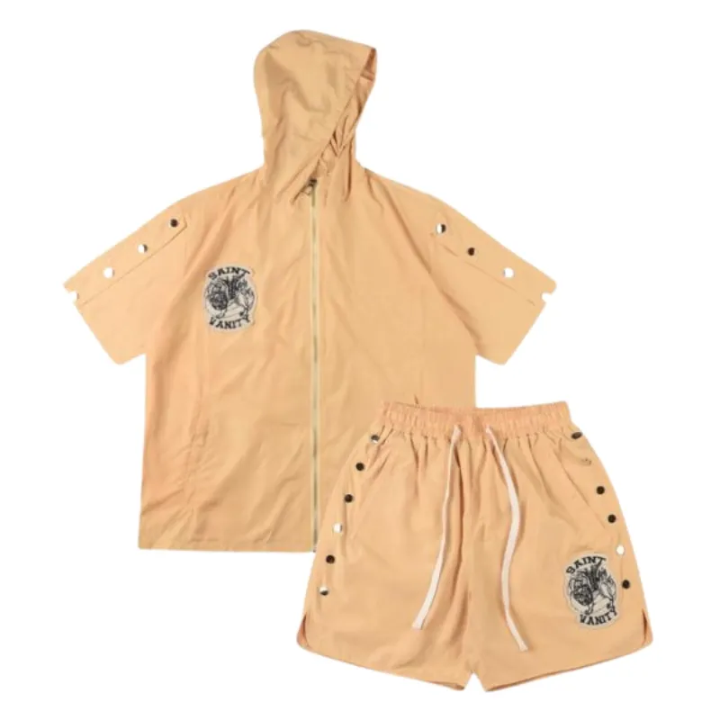 Saint Vanity Nylon Beige Shorts Set