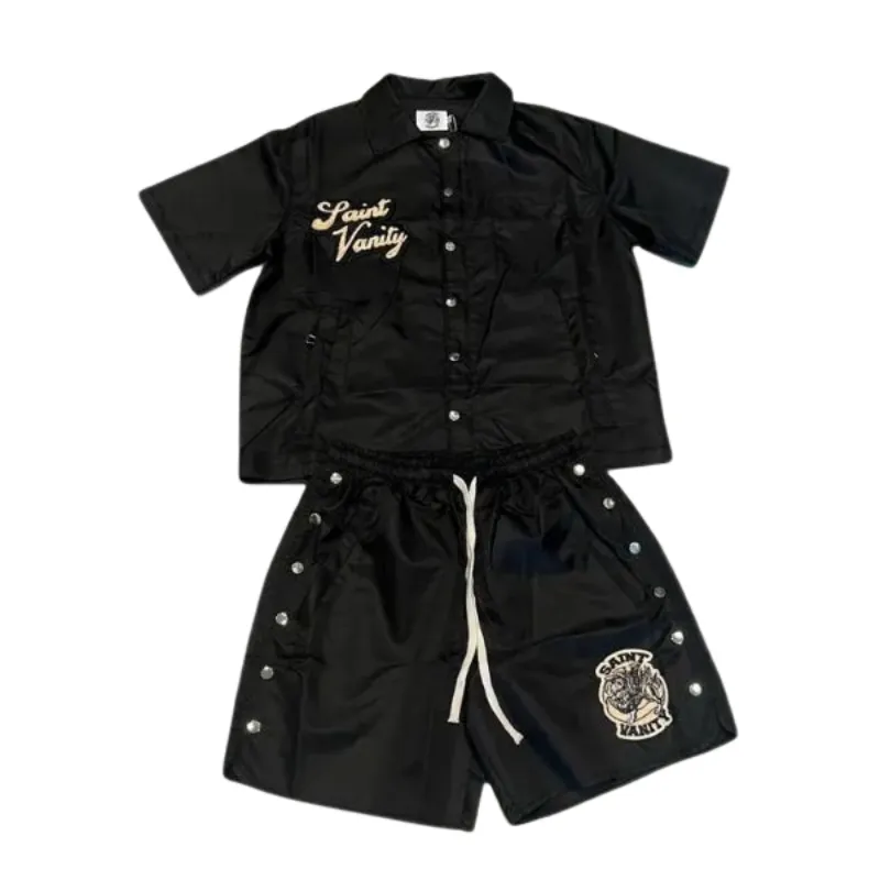 Saint Vanity Nylon Black Shorts Set