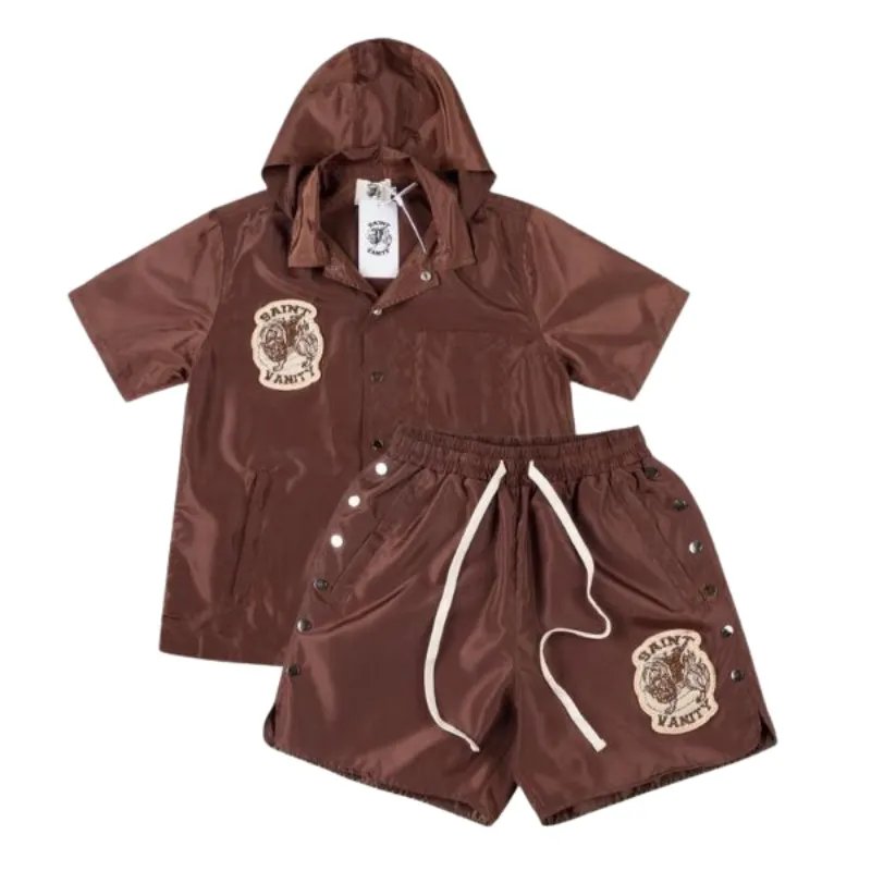 Saint Vanity Nylon Hooded Short Set
